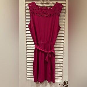 LOFT Sleeveless Magenta Midi Dress